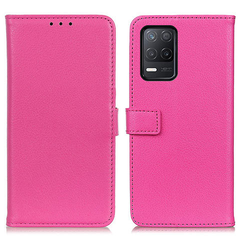 Coque Portefeuille Livre Cuir Etui Clapet D09Y pour Realme 8s 5G Rose Rouge