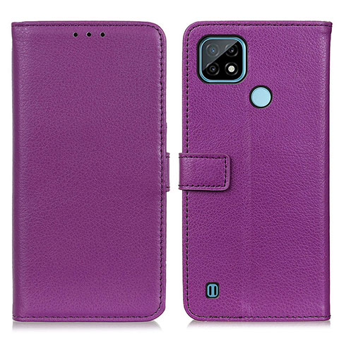 Coque Portefeuille Livre Cuir Etui Clapet D09Y pour Realme C21 Violet