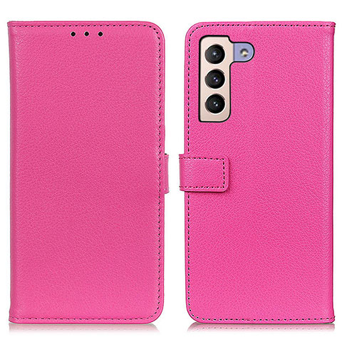 Coque Portefeuille Livre Cuir Etui Clapet D09Y pour Samsung Galaxy S21 5G Rose Rouge