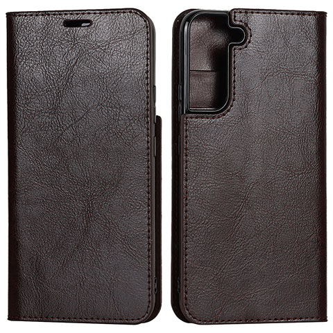 Coque Portefeuille Livre Cuir Etui Clapet D13T pour Samsung Galaxy S21 FE 5G Marron