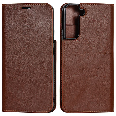 Coque Portefeuille Livre Cuir Etui Clapet D13T pour Samsung Galaxy S21 Plus 5G Brun Clair