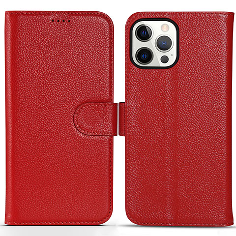 Coque Portefeuille Livre Cuir Etui Clapet DL1 pour Apple iPhone 13 Pro Rose Rouge