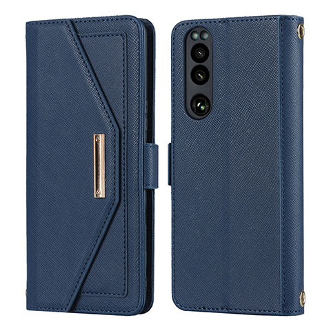 Coque Portefeuille Livre Cuir Etui Clapet DT1 pour Sony Xperia 5 III Bleu