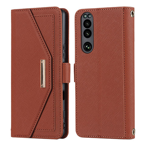 Coque Portefeuille Livre Cuir Etui Clapet DT1 pour Sony Xperia 5 III SO-53B Marron