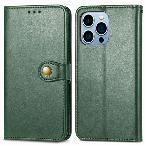 Coque Portefeuille Livre Cuir Etui Clapet F01 pour Apple iPhone 13 Pro Vert