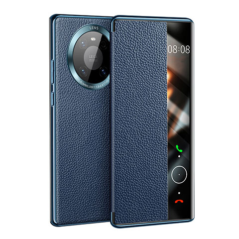 Coque Portefeuille Livre Cuir Etui Clapet F01 pour Huawei Mate 40 Bleu