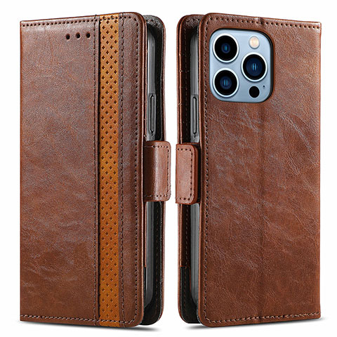 Coque Portefeuille Livre Cuir Etui Clapet F03 pour Apple iPhone 14 Pro Marron