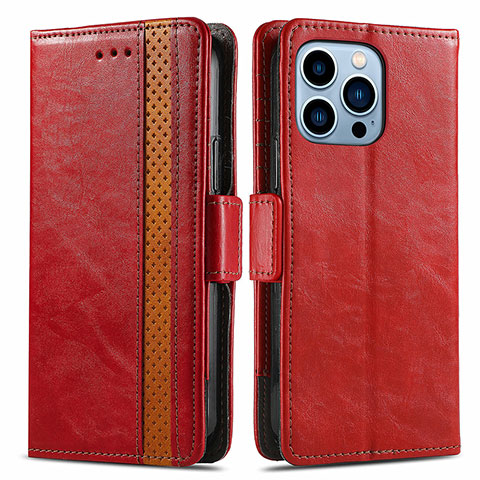 Coque Portefeuille Livre Cuir Etui Clapet F03 pour Apple iPhone 14 Pro Max Rouge