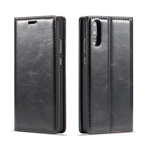 Coque Portefeuille Livre Cuir Etui Clapet G01 pour Huawei P20 Noir