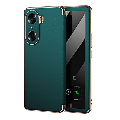 Coque Portefeuille Livre Cuir Etui Clapet GS1 pour Huawei Honor 60 5G Vert