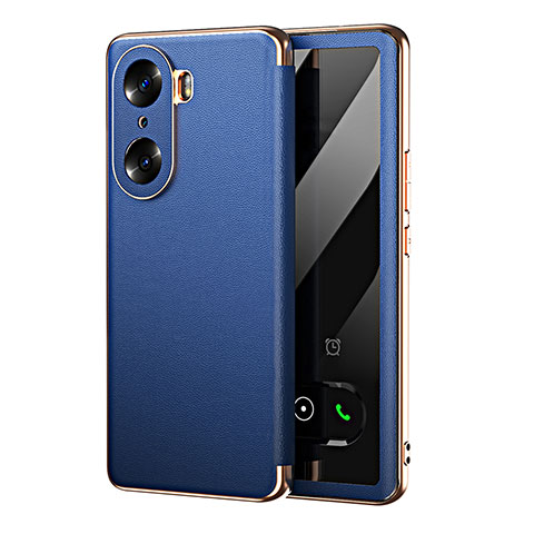 Coque Portefeuille Livre Cuir Etui Clapet GS1 pour Huawei Honor 60 Pro 5G Bleu