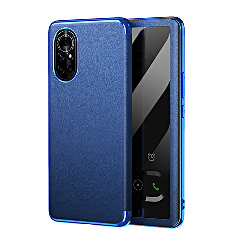 Coque Portefeuille Livre Cuir Etui Clapet GS1 pour Huawei Honor V40 5G Bleu