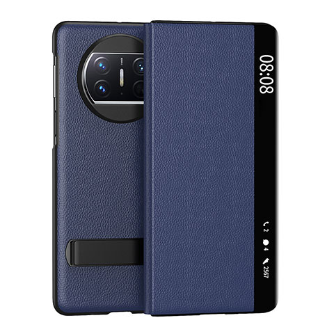 Coque Portefeuille Livre Cuir Etui Clapet GS1 pour Huawei Mate X3 Bleu