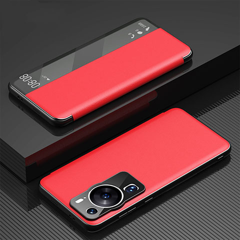 Coque Portefeuille Livre Cuir Etui Clapet GS1 pour Huawei P60 Rouge