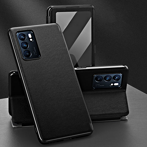 Coque Portefeuille Livre Cuir Etui Clapet GS1 pour Oppo Reno6 5G Noir