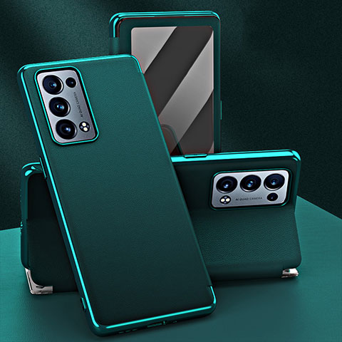 Coque Portefeuille Livre Cuir Etui Clapet GS1 pour Oppo Reno6 Pro+ Plus 5G Vert