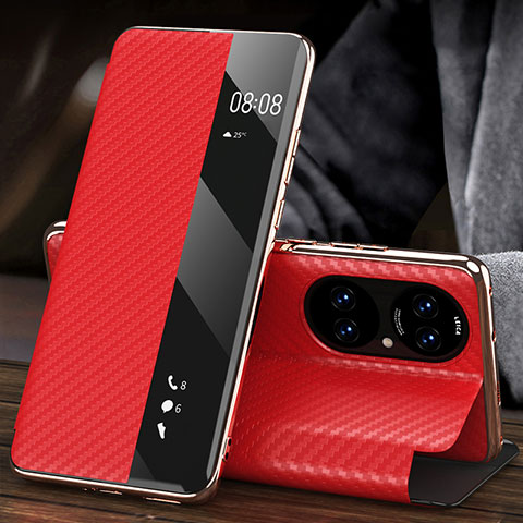 Coque Portefeuille Livre Cuir Etui Clapet GS2 pour Huawei P50e Rouge