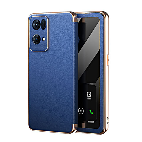 Coque Portefeuille Livre Cuir Etui Clapet GS2 pour Oppo Reno7 Pro 5G Bleu