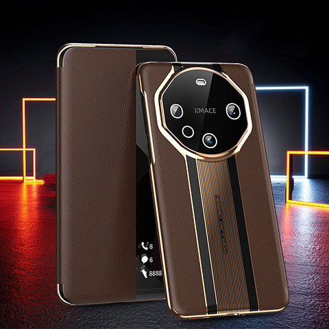 Coque Portefeuille Livre Cuir Etui Clapet GS4 pour Huawei Mate 60 Marron