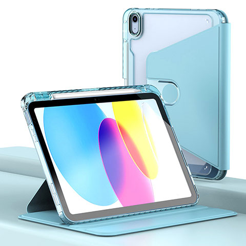 Coque Portefeuille Livre Cuir Etui Clapet H01 pour Apple iPad 10.9 (2022) Bleu Clair