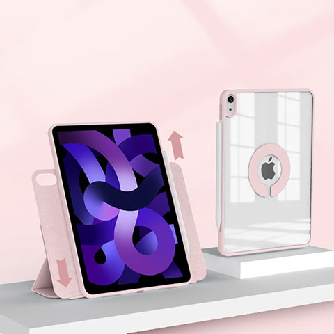 Coque Portefeuille Livre Cuir Etui Clapet H01 pour Apple iPad Air 5 10.9 (2022) Or Rose