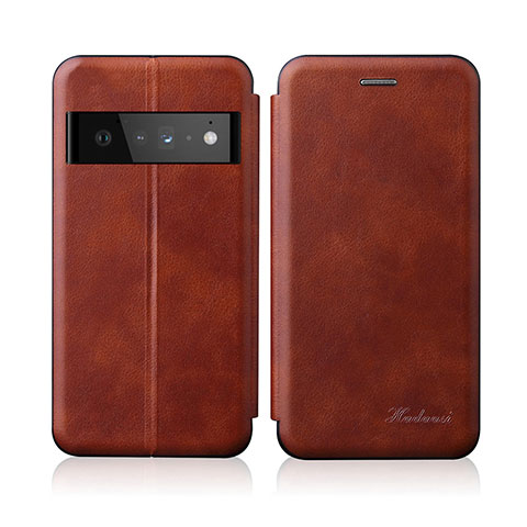 Coque Portefeuille Livre Cuir Etui Clapet H01D pour Google Pixel 6 Pro 5G Marron