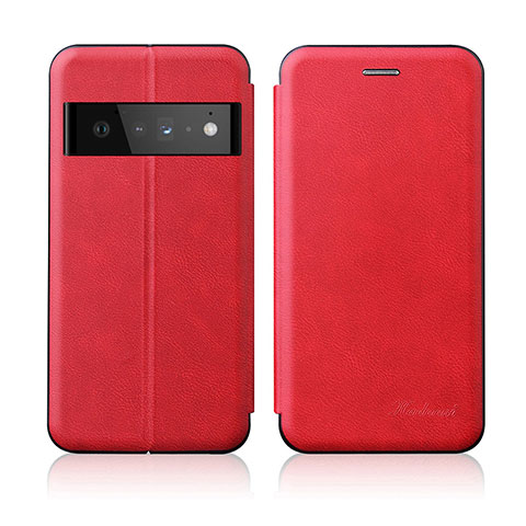 Coque Portefeuille Livre Cuir Etui Clapet H01D pour Google Pixel 6 Pro 5G Rouge