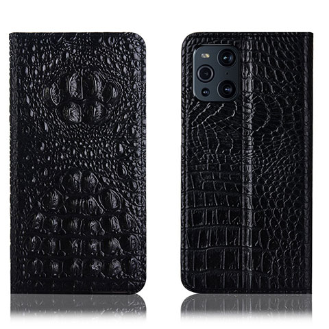 Coque Portefeuille Livre Cuir Etui Clapet H01P pour Oppo Find X3 Pro 5G Noir