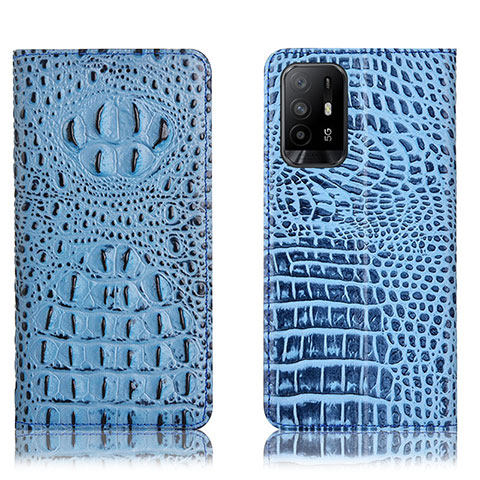 Coque Portefeuille Livre Cuir Etui Clapet H01P pour Oppo Reno5 Z 5G Bleu Ciel