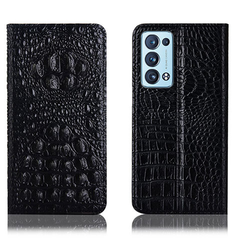 Coque Portefeuille Livre Cuir Etui Clapet H01P pour Oppo Reno6 Pro 5G Noir