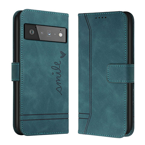 Coque Portefeuille Livre Cuir Etui Clapet H01X pour Google Pixel 6 5G Vert