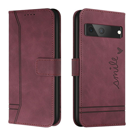 Coque Portefeuille Livre Cuir Etui Clapet H01X pour Google Pixel 7 5G Rouge