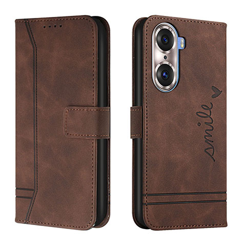 Coque Portefeuille Livre Cuir Etui Clapet H01X pour Huawei Honor 60 5G Marron