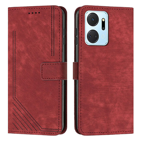 Coque Portefeuille Livre Cuir Etui Clapet H01X pour Huawei Honor X7a Rouge