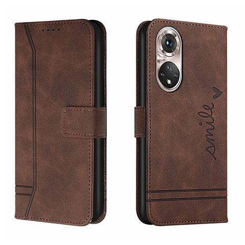 Coque Portefeuille Livre Cuir Etui Clapet H01X pour Huawei P50 Pro Marron