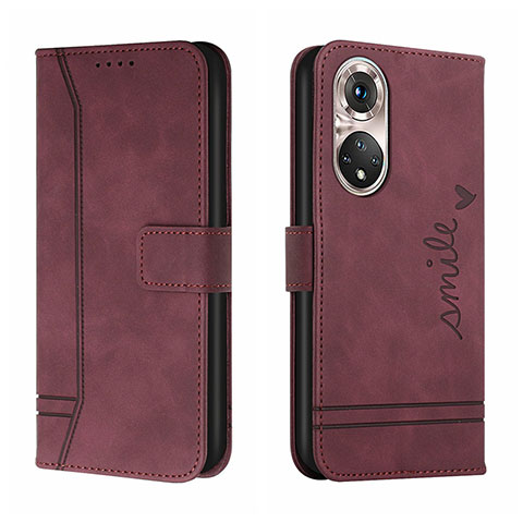 Coque Portefeuille Livre Cuir Etui Clapet H01X pour Huawei P50 Rouge