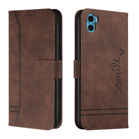 Coque Portefeuille Livre Cuir Etui Clapet H01X pour Motorola Moto E22S Marron