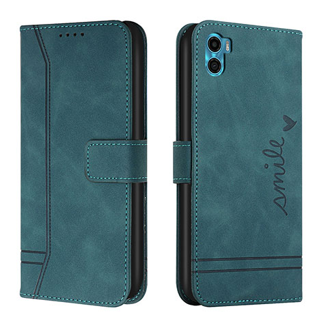 Coque Portefeuille Livre Cuir Etui Clapet H01X pour Motorola Moto E32 India Vert