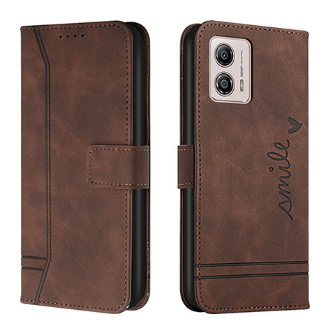 Coque Portefeuille Livre Cuir Etui Clapet H01X pour Motorola Moto G53j 5G Marron