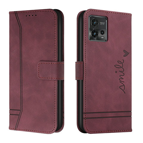 Coque Portefeuille Livre Cuir Etui Clapet H01X pour Motorola Moto G72 Rouge