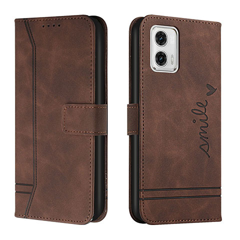 Coque Portefeuille Livre Cuir Etui Clapet H01X pour Motorola Moto G73 5G Marron