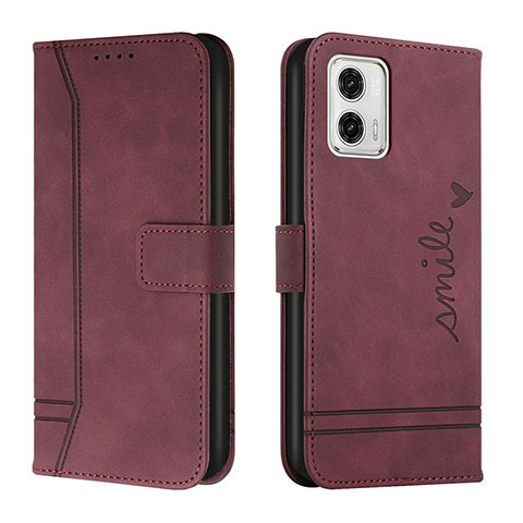 Coque Portefeuille Livre Cuir Etui Clapet H01X pour Motorola Moto G73 5G Rouge