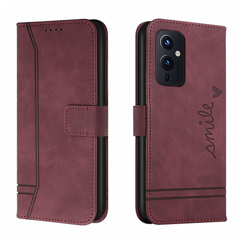 Coque Portefeuille Livre Cuir Etui Clapet H01X pour OnePlus 9 5G Rouge