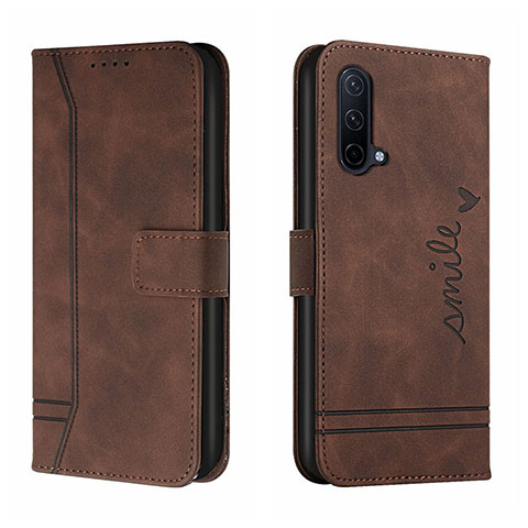 Coque Portefeuille Livre Cuir Etui Clapet H01X pour OnePlus Nord CE 5G Marron