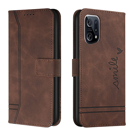 Coque Portefeuille Livre Cuir Etui Clapet H01X pour Oppo Find X5 Pro 5G Marron