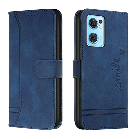 Coque Portefeuille Livre Cuir Etui Clapet H01X pour Oppo Reno7 5G Bleu