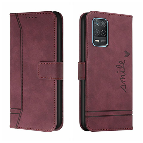 Coque Portefeuille Livre Cuir Etui Clapet H01X pour Realme 8 5G Rouge