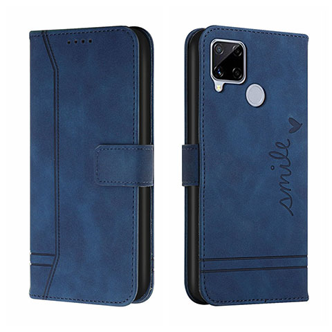 Coque Portefeuille Livre Cuir Etui Clapet H01X pour Realme C12 Bleu