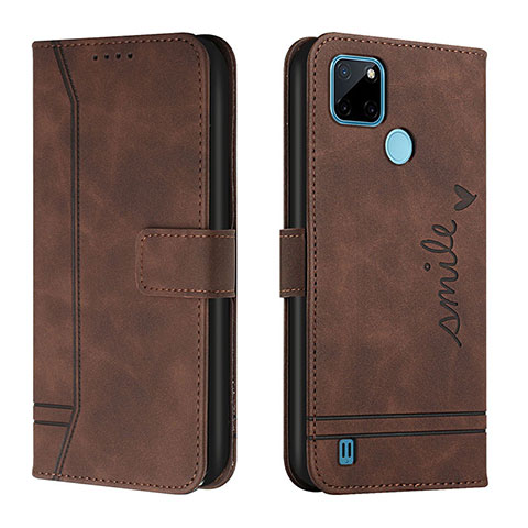 Coque Portefeuille Livre Cuir Etui Clapet H01X pour Realme C21Y Marron