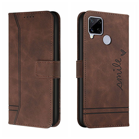 Coque Portefeuille Livre Cuir Etui Clapet H01X pour Realme C25S Marron